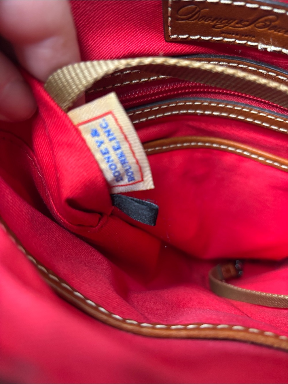 Dooney & Bourke Pebbled Grain Crossbody Orange Leather Bag with Red Interior - Picture 10 of 16